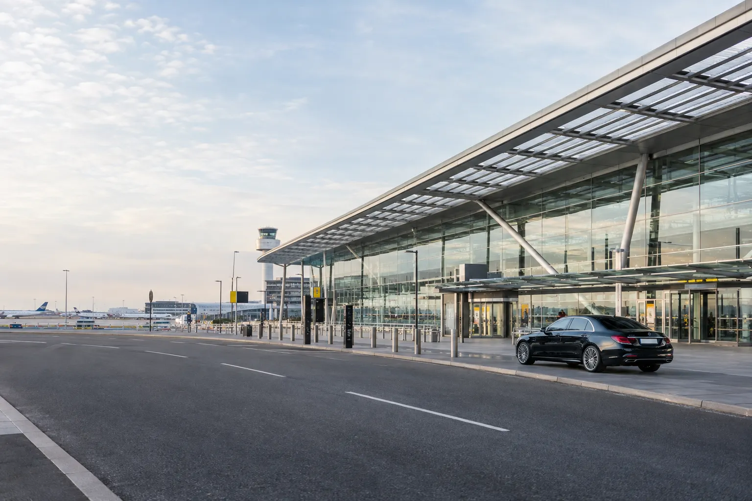 Exterior of Heathrow Airport, destination for a chauffeur journey from Mayfair.